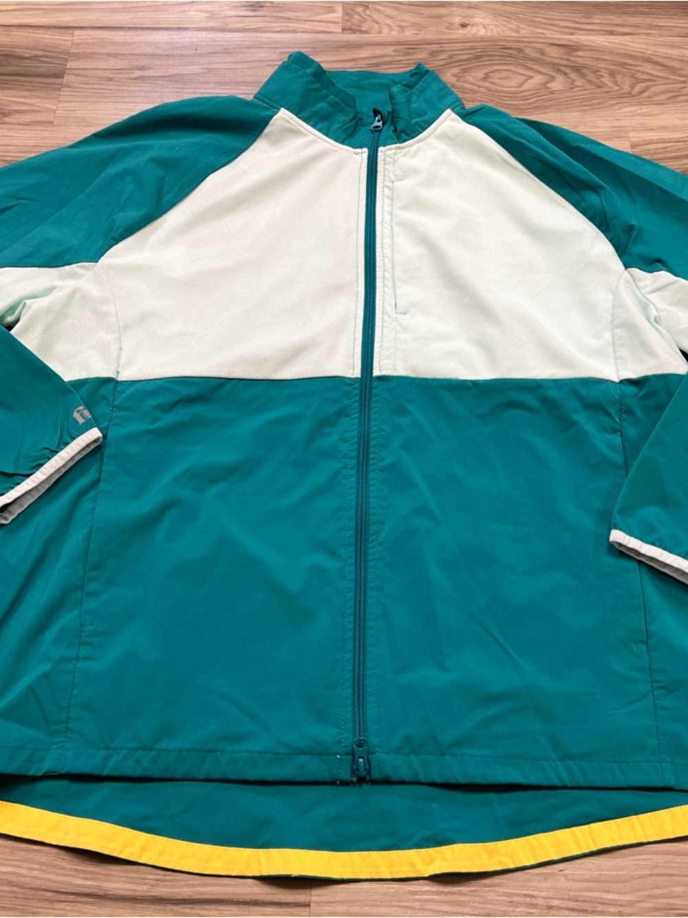 Fielder Bonobos Full Zip Jacket Green White Athletic Back Pocket Men’s Size XL